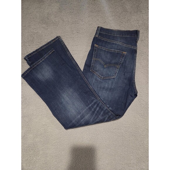 Levis 527 Jeans Mens 36x29 Blue Slim Bootcut Stretch Dark Wash Western Rodeo - Picture 1 of 9